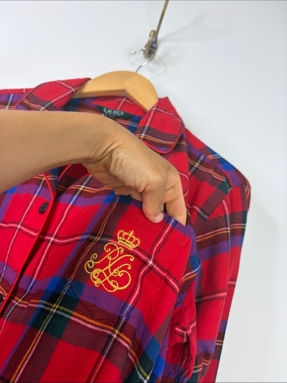 Lauren Ralph Lauren Pajamas Womens Large Red Tartan Plaid Cotton Flannel PJs - Picture 6 of 15